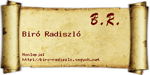 Biró Radiszló névjegykártya